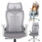 Fotele i krzesła biurowe - Krzesło Biurowe Obrotowe Fotel Ergonomiczny Obrotowy Biurowy Szary CARET 2 - miniaturka - grafika 1