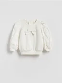 Bluzy dla dziewczynek - Reserved - Bluza z bufiastymi rękawami - złamana biel - miniaturka - grafika 1