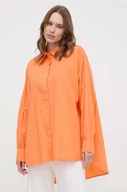 Koszule damskie - Silvian Heach koszula bawełniana damska kolor pomarańczowy relaxed z kołnierzykiem klasycznym - miniaturka - grafika 1