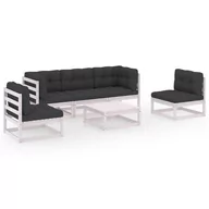 Meble ogrodowe - vidaXL 6-cz. zestaw wypoczynkowy do ogrodu, z poduszkami, lita sosna 3076445 - miniaturka - grafika 1