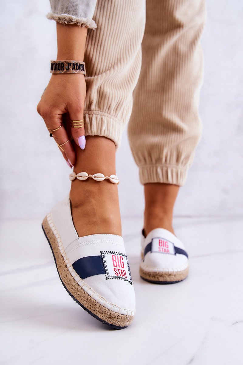 Damskie Espadryle Wsuwane Big Star JJ274964 Biało-Granatowe-37