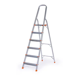 Schody aluminiowe jednostronne, 1x6 stopni, wysokość 1,27 m - Drabiny - miniaturka - grafika 1