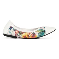 Baleriny - Goodin Baleriny w kwiatowy z lakierowanym białym noskiem białe - miniaturka - grafika 1