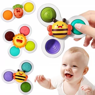 3X Fidget spinner ZABAWKA DO KĄPIELI sensoryczna z przyssawką GRZECHOTKA YB-11631 - Zabawki do kąpieli - miniaturka - grafika 1