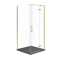 Kabiny prysznicowe - Kabina prysznicowa Cersanit Jota 90x90x195 kwadratowa złoty transparentne z brodzikiem tako slim 4cm szary mat S601-380 - miniaturka - grafika 1