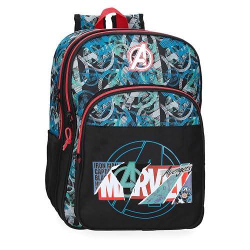 Joumma Marvel Shield Plecak szkolny Czarny 30x40x13 cm Poliester 15,6L, Czarny (Black), plecak szkolny