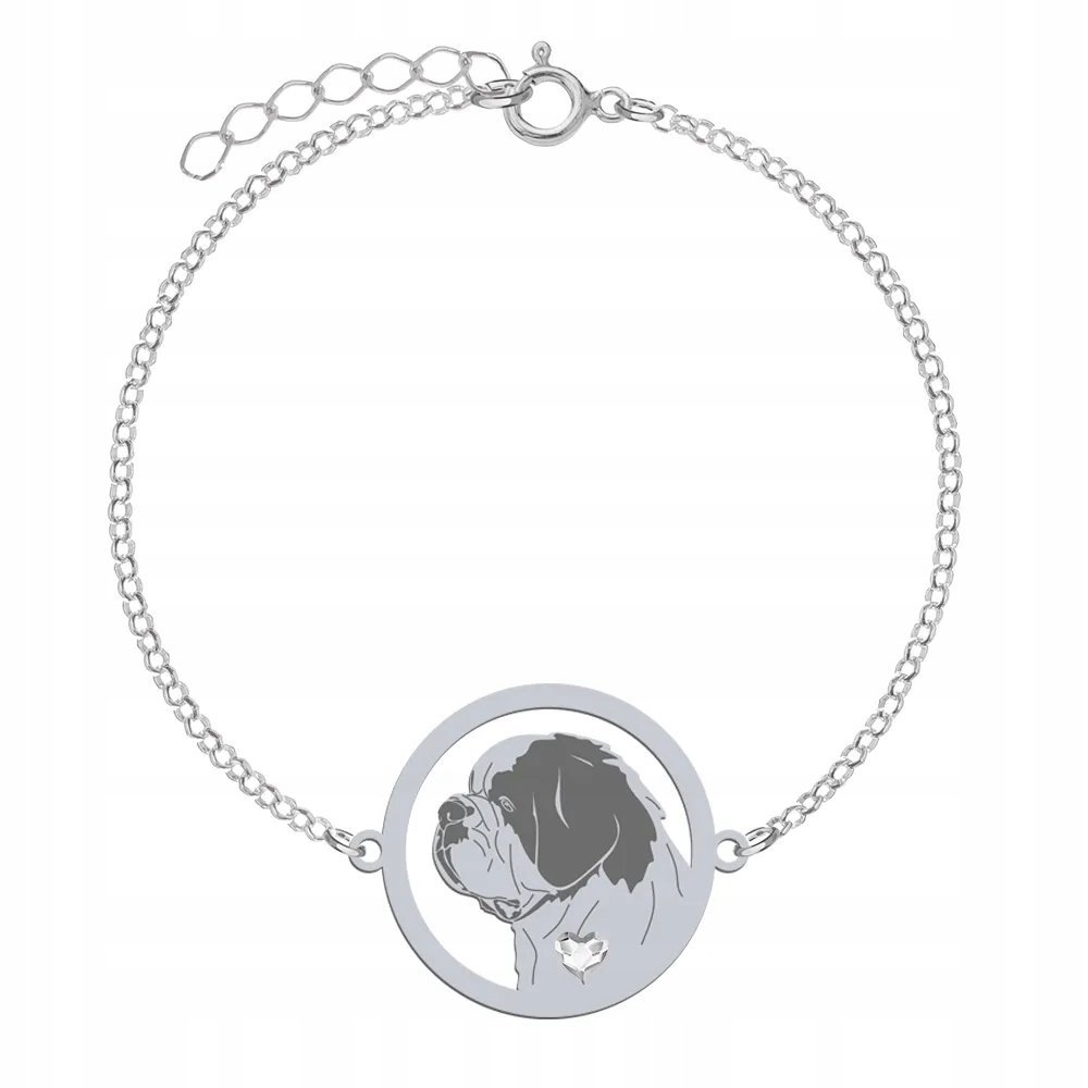 Bransoletka Srebrna z Saint Bernard Dog 925 Biżuteria Prezent GRAWER
