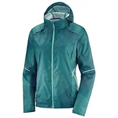 Kurtki damskie - Salomon Damska kurtka Agile Windbreaker poliester, odblaskowy staw/wodospad, duża - miniaturka - grafika 1