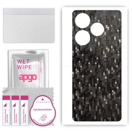 folia naklejka skórka strukturalna na TYŁ do Tecno Spark Go 2024 - Carbon Pixel Czarny - apgo SKINS