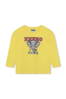 Bluzki dla dziewczynek - Kenzo Kids longsleeve bawełniany dziecięcy kolor zielony z nadrukiem - Kenzo kids - grafika 1