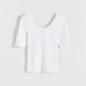 Koszulki i topy damskie - Reserved - T-shirt slim fit - biały - miniaturka - grafika 1