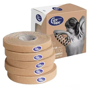 CureTape Classic, taśma kinezjologiczna, beżowa, 1 cm x 5 m, 5 sztuk - Akcesoria medyczne - miniaturka - grafika 1