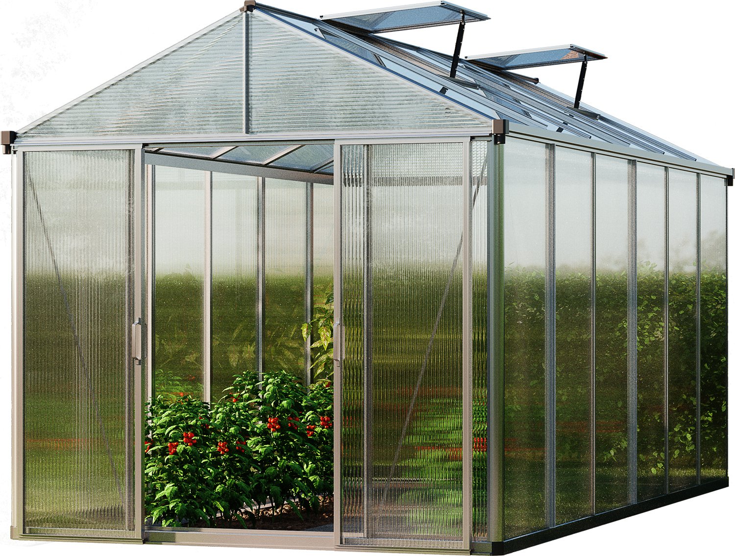 GFP szklarnia TITAN 24 rama aluminiowa 222x437 cm - grube panele poliwęglanowe ok. 10 mm
