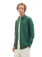 Koszule męskie - TOM TAILOR Denim Męska koszula Slim Fit Twill z bawełny z kieszenią na piersi, 10778-Hunter Green, M - miniaturka - grafika 1