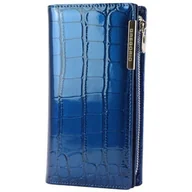 Portfele - Portfel Damski Skórzany GREGORIO Lakierowany Długi Z Suwakiem Na Zewnątrz BC-124 NIEBIESKI 19,5 x 10 x 3,5 [cm] - miniaturka - grafika 1