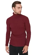 Bluzy męskie - Trendyol Męska bluza z golfem, gładka, wąska, bordowa, M, Burgund, M - miniaturka - grafika 1