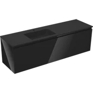 Szafki łazienkowe - Mexen Orio szafka łazienkowa 160 cm z umywalką Otis lewą, 1S, 1D, czarna połysk/czarna mat - 91A13-16047-3-BBFF70-W18L71 - miniaturka - grafika 1