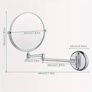 TEMU 1 szt. Lusterko do makijażu łazienkowego ze stali nierdzewnej, bezdotykowe naścienne 8 cali 3-krotne powiększenie lusterko do makijażu, - Inne - miniaturka - grafika 1