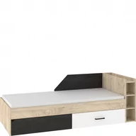 Łóżka dla dzieci i młodzieży - Łóżko 90 x 200 Prawe PAX-08 Pax MebloCross Dąb Endgrain / Biały / Beton Czarny - miniaturka - grafika 1