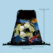 Inne - 1 Szt. Wytrzymały Plecak Ze Sznurkiem W Kreatywny Wzór Piłkarski, Plecak Ze Sznurkiem We Wzór Piłkarski, Ściągacz Na Ramię Ze Sznurkiem W Kształcie - miniaturka - grafika 1