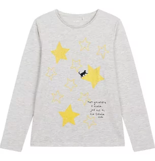 Bluzki dla dziewczynek - T-shirt z długim rękawem dla dziewczynki, z gwiazdami, szary 9-13 lat - grafika 1