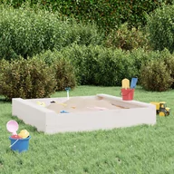 Place zabaw - vidaXL Piaskownica z siedziskami, biała, kwadratowa, drewno sosnowe - miniaturka - grafika 1