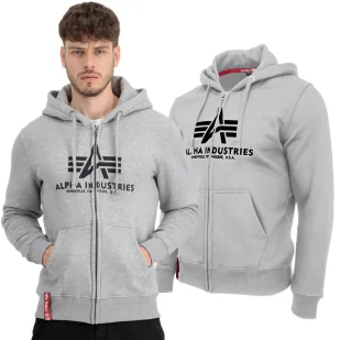 Bluza rozpinana z kapturem Alpha Industries Basic 178325 17 - Szara - Odzież taktyczna i umundurowanie - miniaturka - grafika 1