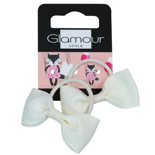 Glamour Kids gumki do włosów Kremowe Kokardki 2szt. - Pozostałe akcesoria fryzjerskie - miniaturka - grafika 1