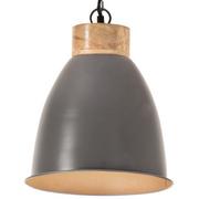 Lampy sufitowe - VidaXL Lumarko Industrialna lampa wisząca, szare żelazo i drewno, 23 cm, E27! 320888 VidaXL - miniaturka - grafika 1