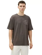 Koszulki męskie - Koton Koszulka męska oversized Short Sleeve Crew Neck Textured, Brązowy (532), S - miniaturka - grafika 1