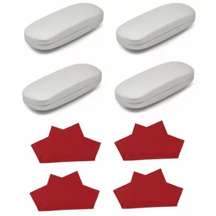 ZESTAW 8 PRODUKTÓW - 4x Etui na okulary srebrne + 4x Ściereczka z mikrofibry - Akcesoria do okularów - miniaturka - grafika 1