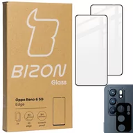 Szkła hartowane na telefon - Bizon Szkło hartowane Glass Edge - 2 sztuki + ochrona na obiektyw, Oppo Reno 6 5G, czarne BGEOPR65G - miniaturka - grafika 1