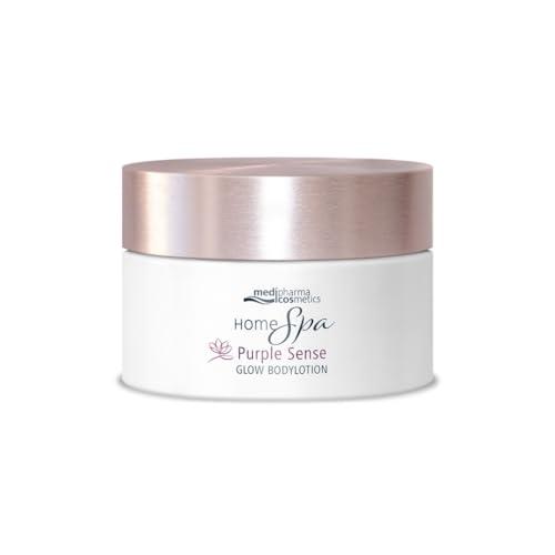 Home Spa Purple Sense Glow balsam do ciała | pielęgnujący gliceryną i kwasem hialuronowym | połyskujące pigmenty nadają delikatny blask | przyjemny kwiatowy zapach | 250 ml