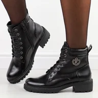 Botki damskie - Czarne trapery damskie Vinceza 58372 - miniaturka - grafika 1