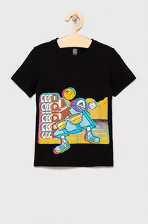 Koszulki dla dziewczynek - Adidas Performance t-shirt dziecięcy kolor czarny z nadrukiem - grafika 1