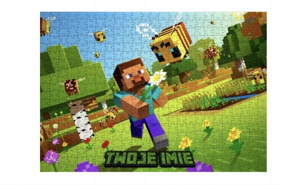 Puzzle MINECRAFT PREZENT A3 252 el z Nadrukiem + IMIĘ Pudełko 46