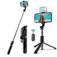 Selfie stick - Bezprzewodowy SELFIE STICK TRIPOD z pilotem 1030mm czarny - miniaturka - grafika 1
