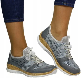 Sneakersy Rieker N4255-12 Blue Niebieskie_ - Sneakersy damskie - miniaturka - grafika 1