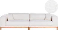Sofy i kanapy - BELIANI Sofa 4-osobowa złamana biel boucle tapicerowana drewniane nóżki grubo wyścielana styl nowoczesny do salonu - miniaturka - grafika 1
