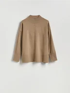 Swetry damskie - Reserved - Sweter z domieszką wełny - brązowy - miniaturka - grafika 1