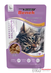 SUPER BENEK Saszetka dla kotów wybrednych kaczka w sosie 100g - Mokra karma dla kotów - miniaturka - grafika 1