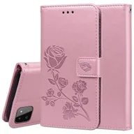 Etui i futerały do telefonów - Do Samsung Galaxy A22 5G Różowe tłoczone skórzane etui na telefon - miniaturka - grafika 1