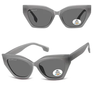 Damskie okulary przeciwsłoneczne kocie z polaryzacją MP55E szare - Okulary korekcyjne, oprawki, szkła - miniaturka - grafika 1