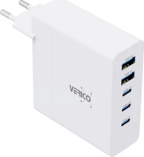 Ładowarka Verico MOJO GaN 140 W PD, 5-portowa (USB-A i USB-C) WH detaliczna - Ładowarki samochodowe - miniaturka - grafika 1