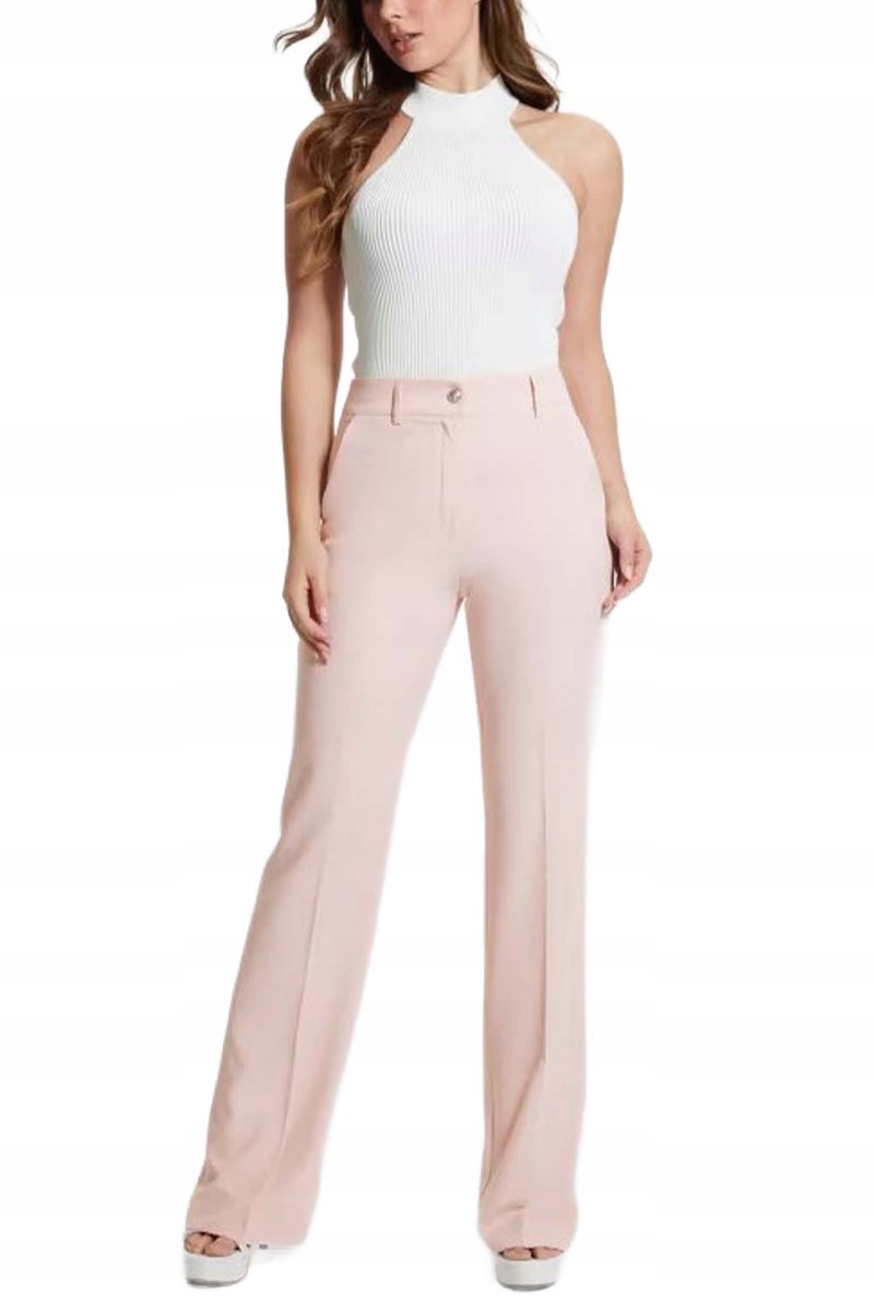 GUESS RÓŻOWE SPODNIE CYGARETKI Z NISKIM STANEM CASUAL S 2CA