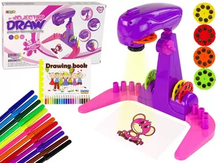 Różowy Projektor Do Rysowania Szablony Pisaki Rzutnik Tablica Import LEANToys - Mały naukowiec - miniaturka - grafika 1