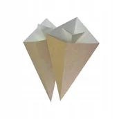 Akcesoria do pakowania - Torebki rożki papierowe na frytki popcorn bubble waffle gofry 17x30 100szt - miniaturka - grafika 1