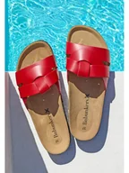 Klapki i japonki damskie - BABUNKERS Family Skórzane klapki w kolorze czerwonym - miniaturka - grafika 1