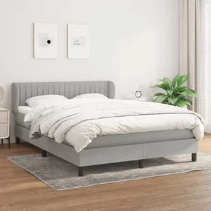 Łóżko kontynentalne z materacem  jasnoszare 140x200 cm  tkanina - Łóżka - miniaturka - grafika 1