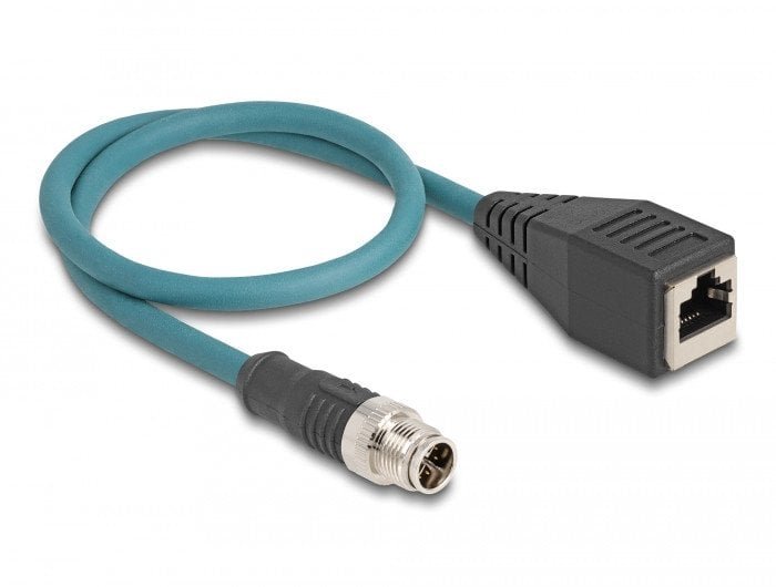 DELOCK M12 Adapterkabel X-kodiert 8 Pin ST zu RJ45,Bu 50 cm 60071